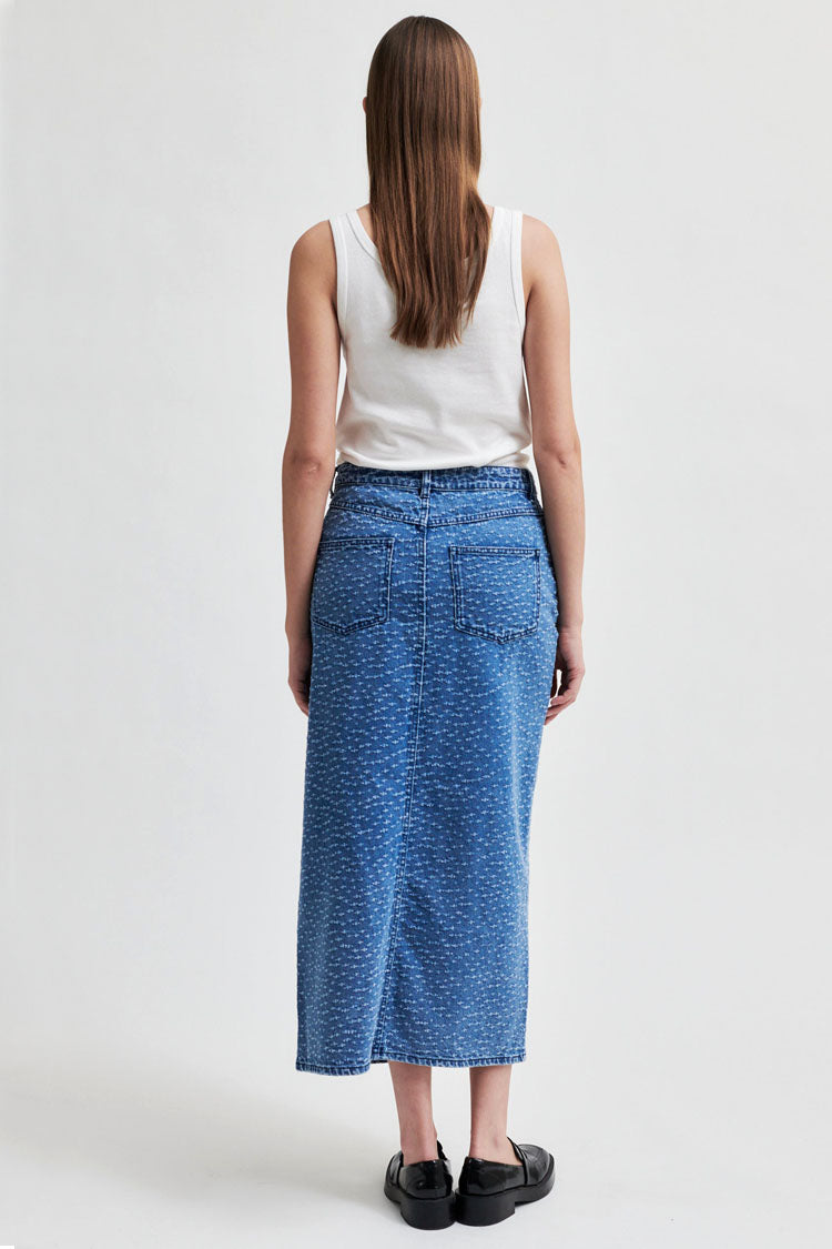 Angola Split Front Denim Skirt