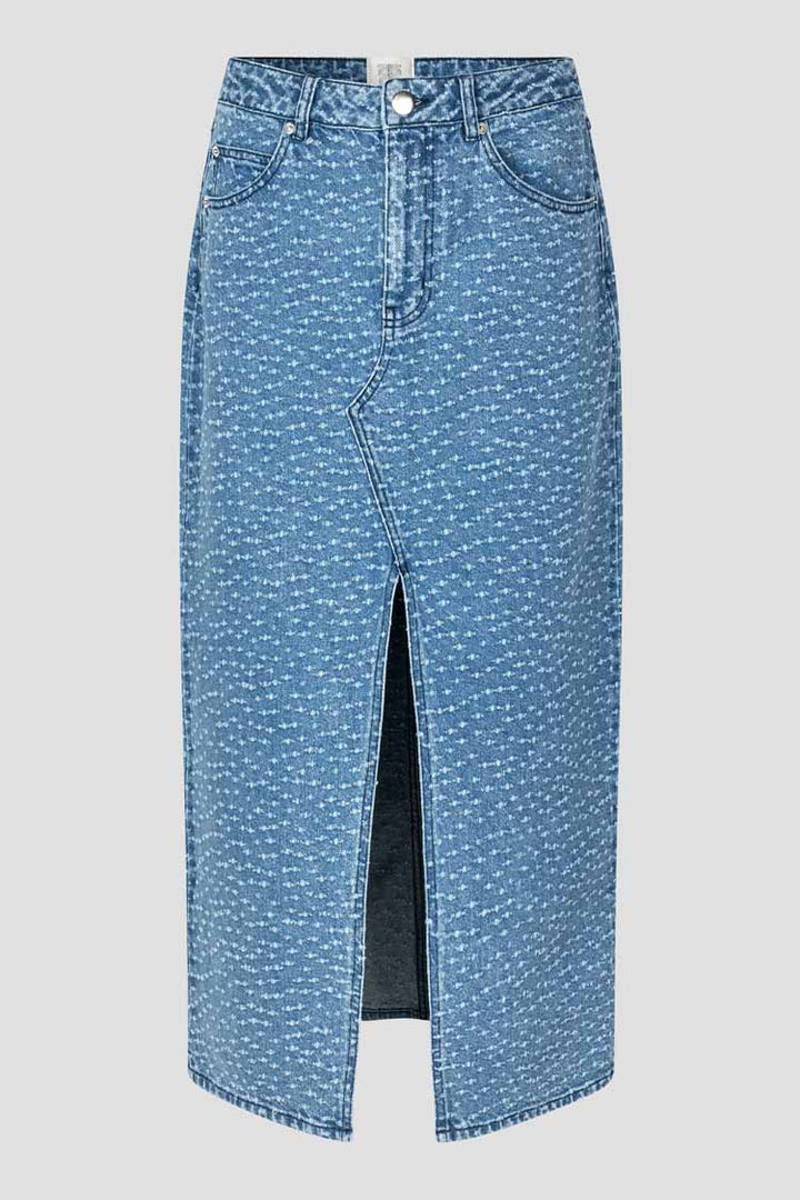 Angola Split Front Denim Skirt