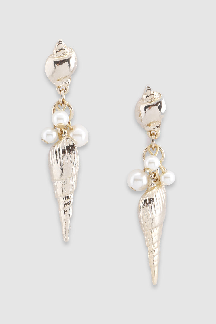 Azalea Shell Earrings in Gold