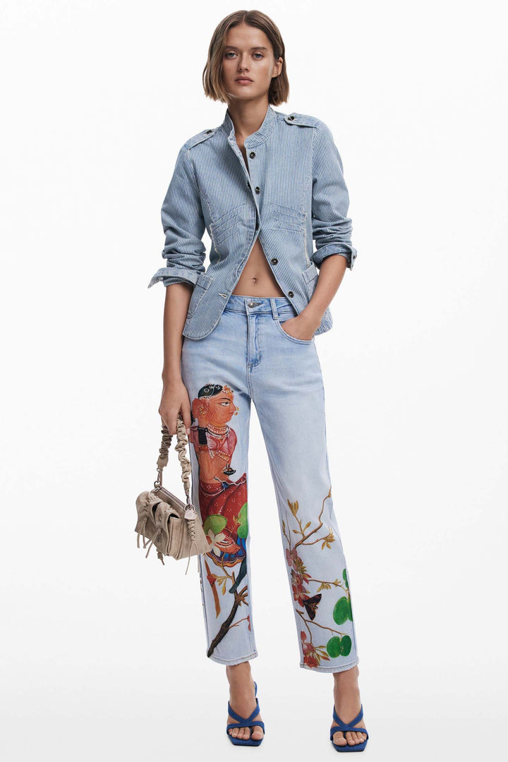 Boyfriend Jeans with Hindi Motif