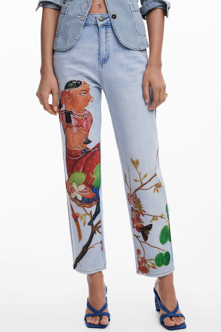 Boyfriend Jeans with Hindi Motif