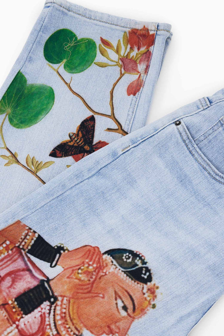 Boyfriend Jeans with Hindi Motif