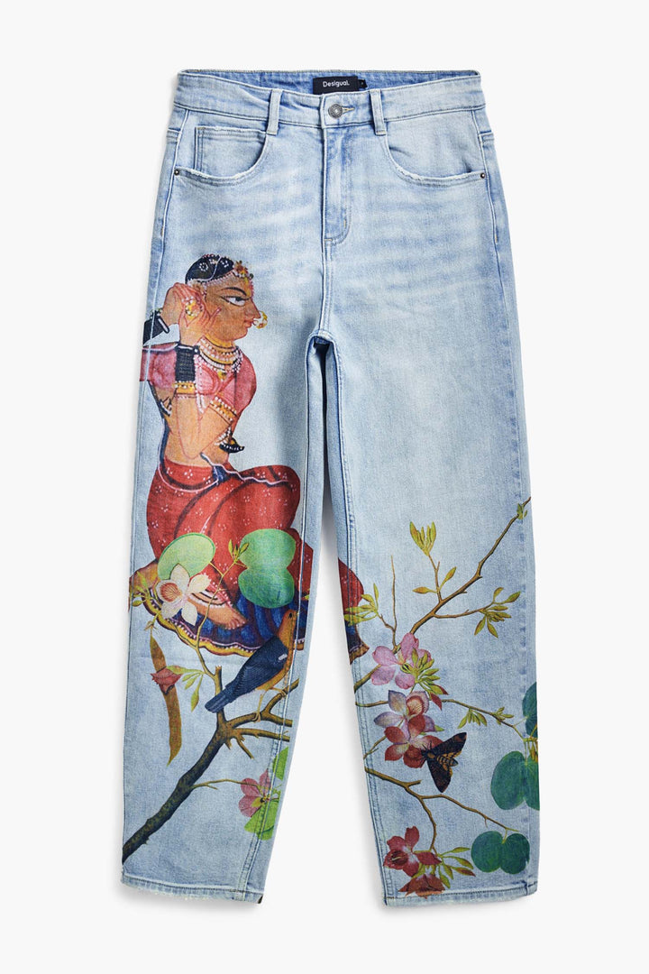 Boyfriend Jeans with Hindi Motif
