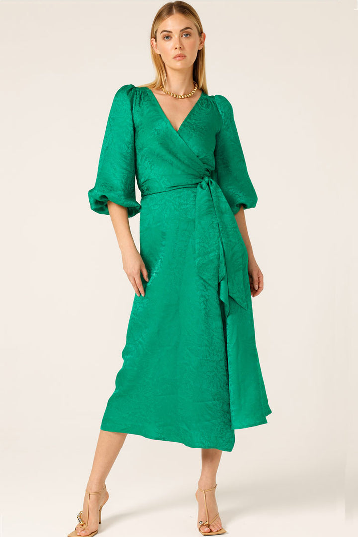 Chateau Wrap Dress in Emerald