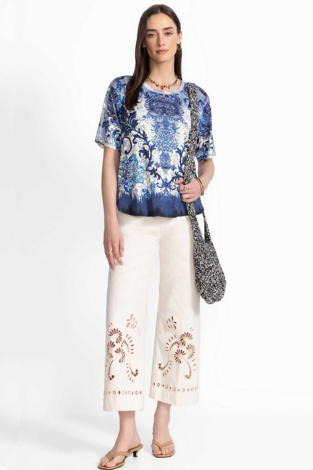 Denim Lace Janie Fav Oversized Cropped Tee