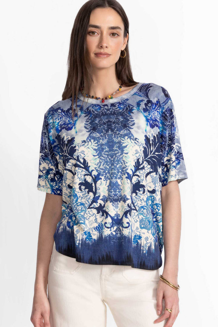 Denim Lace Janie Fav Oversized Cropped Tee