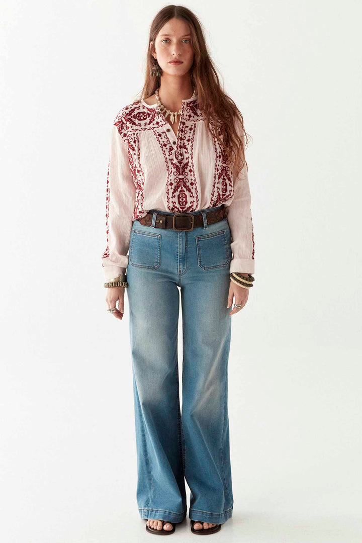 Edna Denim Pant in Blue Denim