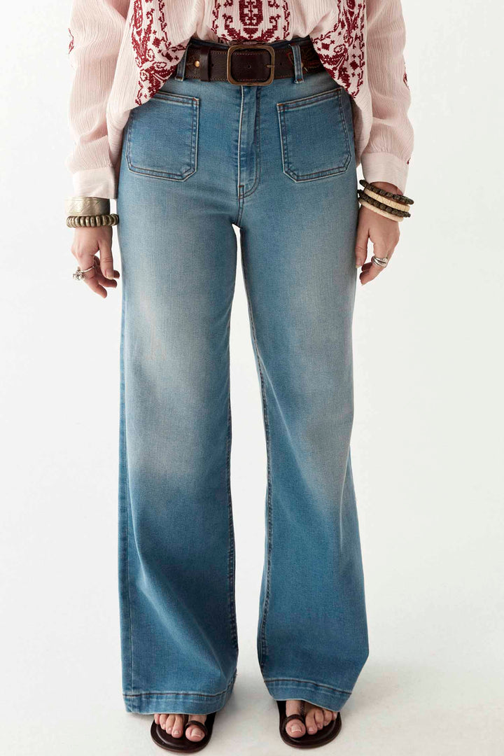 Edna Denim Pant in Blue Denim