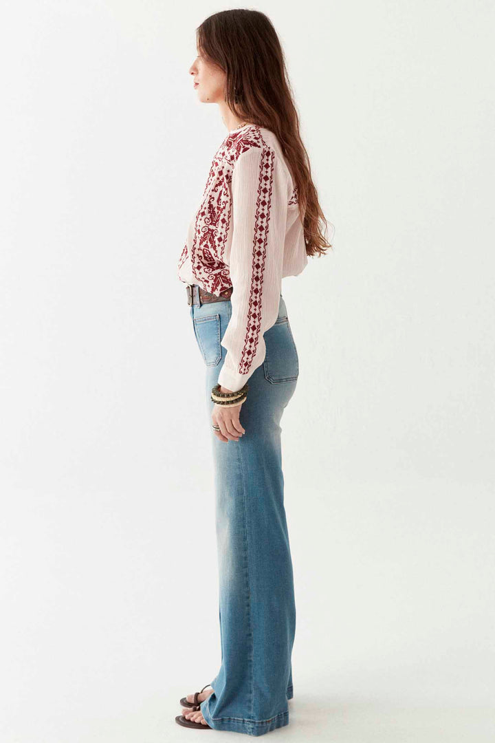 Edna Denim Pant in Blue Denim