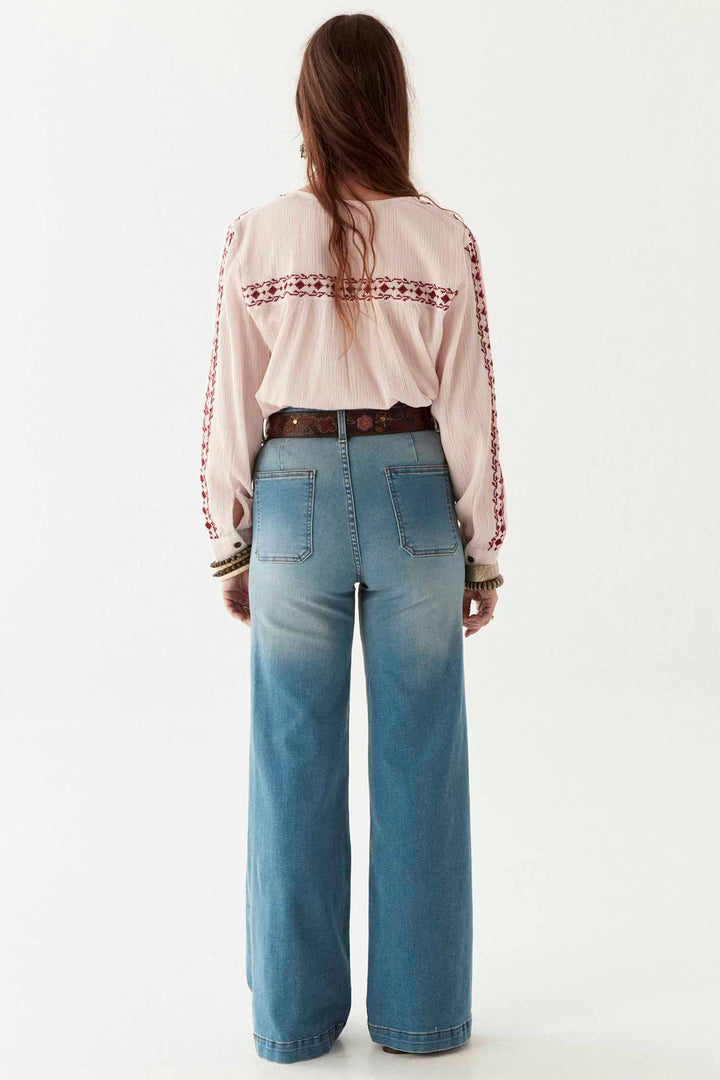 Edna Denim Pant in Blue Denim