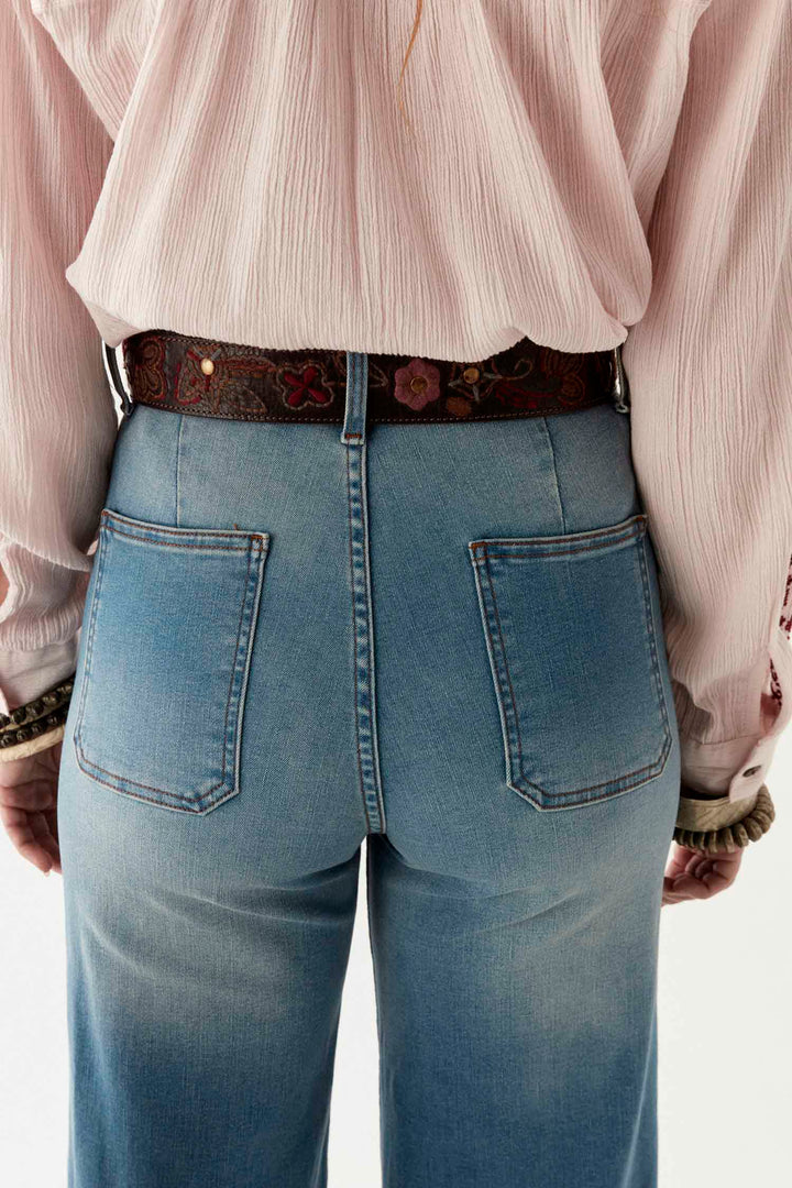 Edna Denim Pant in Blue Denim
