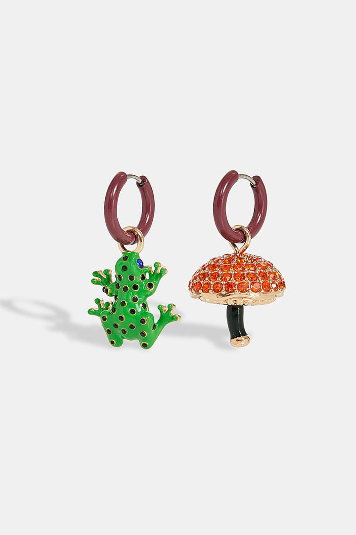 Eroni Hoop Earrings - Mushroom & Frog
