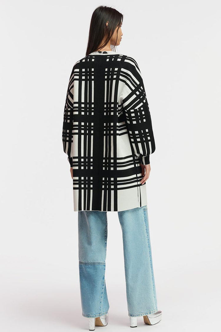 Flow Checked Knit Coat