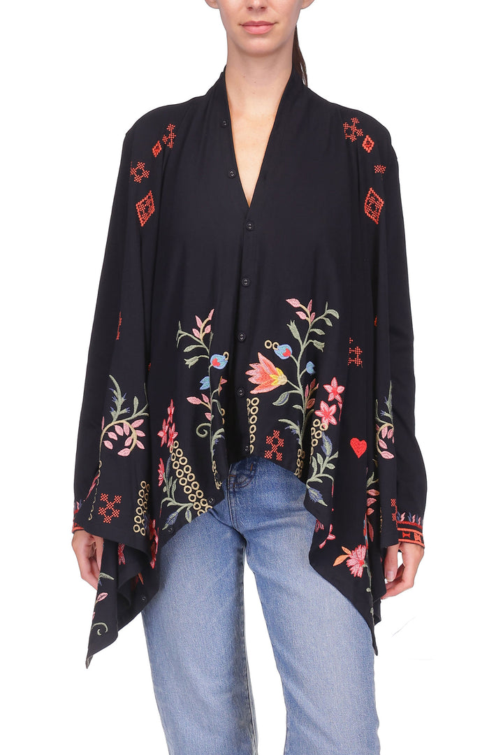 Georgia Button Neck Draped Cardigan