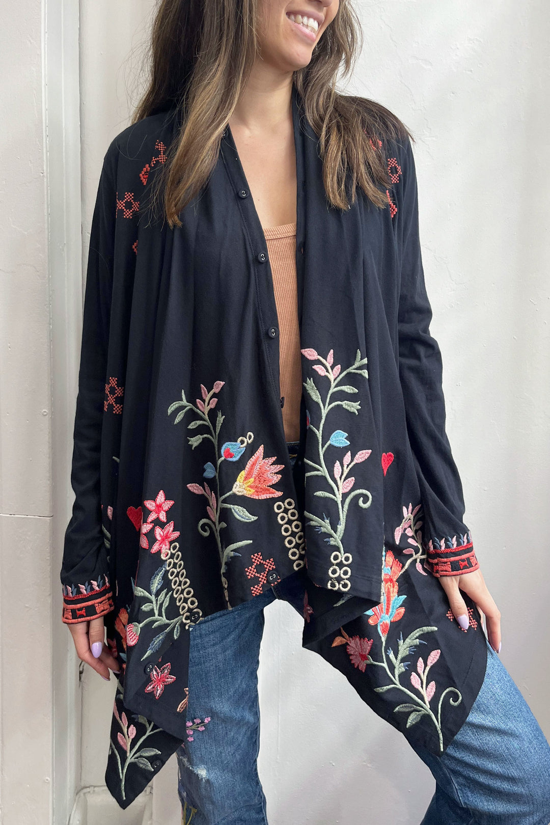 Georgia Button Neck Draped Cardigan