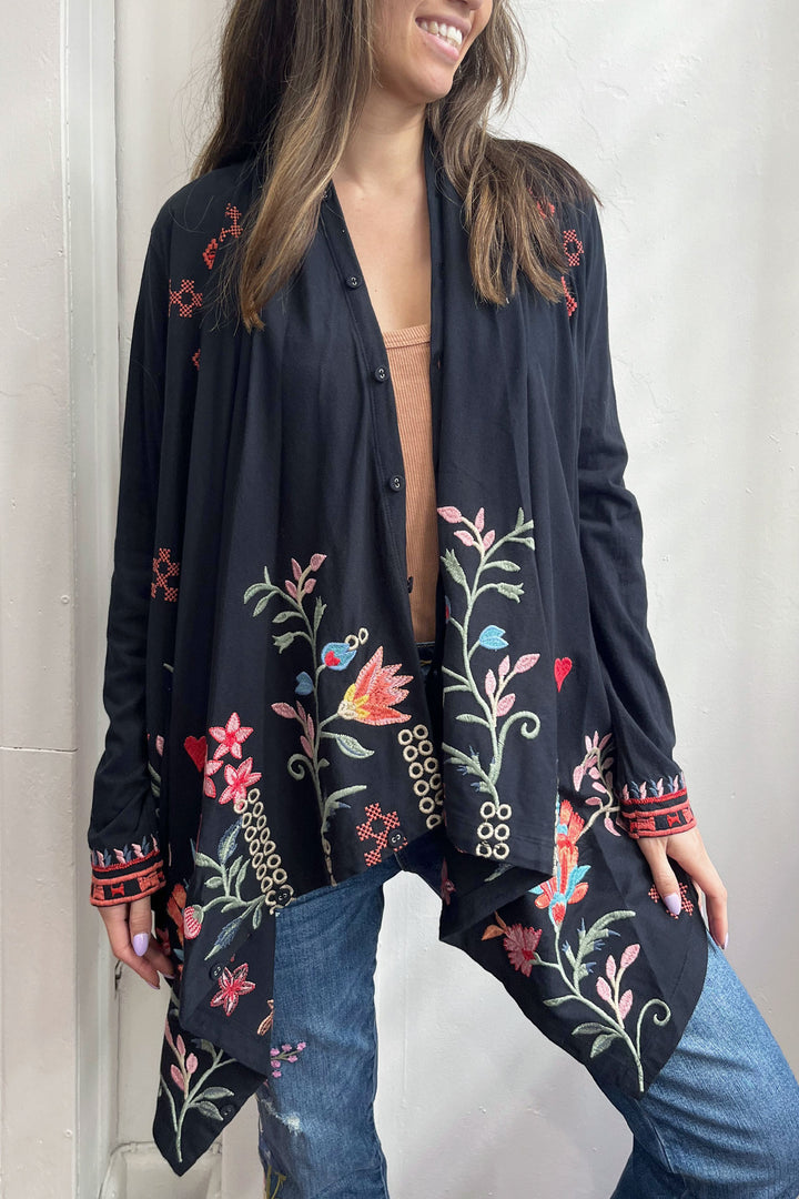 Georgia Button Neck Draped Cardigan