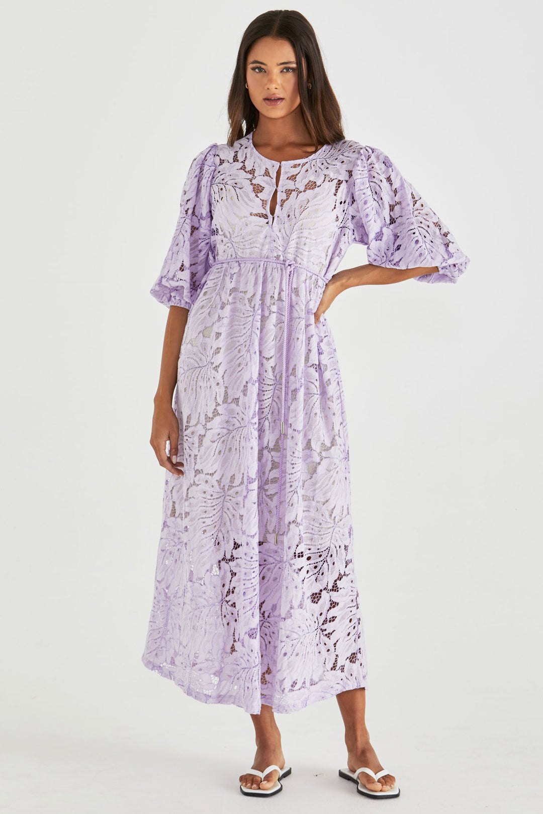 Hilde V Neck Dress in Lilac