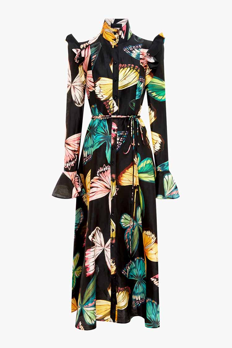 Katrina Butterfly Sleeve Midi Dress - Papillon Print