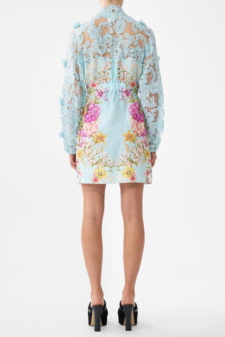 Lace Sleeve Mini Dress in Bazaar Blooms