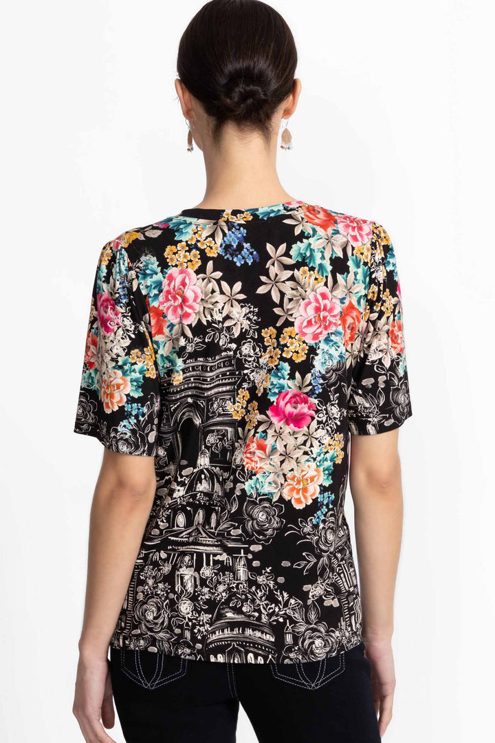 Lavilla Black Janie Fav Kimono Sleeve Mandarin Tee