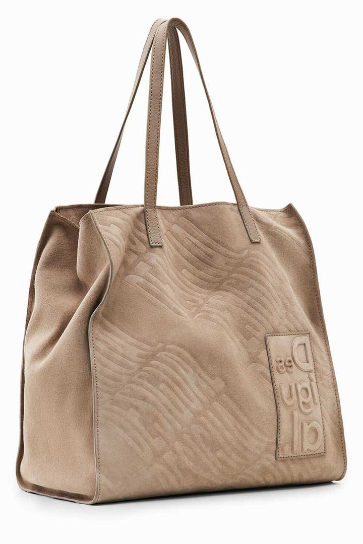 Leather Square Logo Bag in Fawn