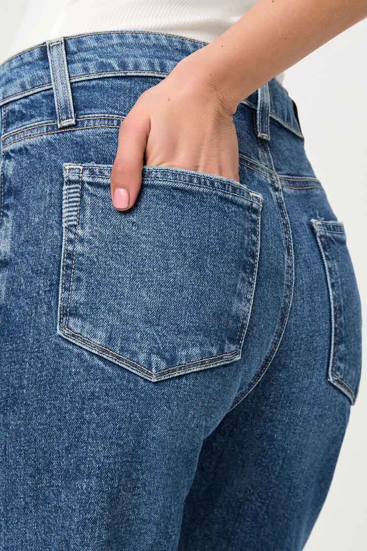 Leenah Ankle Wide Leg Jean w Raw Hem - Moonchild