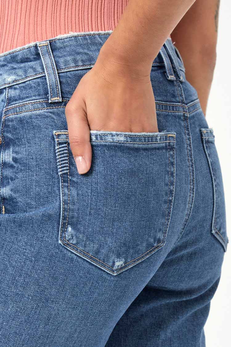 Leenah Ankle Wide Leg Jeans w Raw Hem - Familia