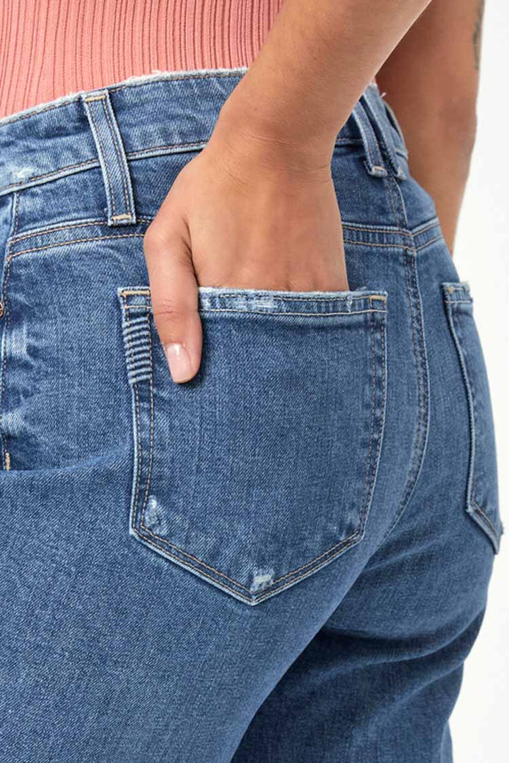 Leenah Ankle Wide Leg Jeans w Raw Hem - Familia