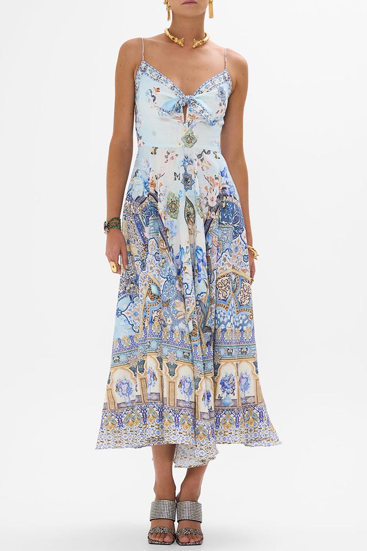 Camilla long dress with tie front online