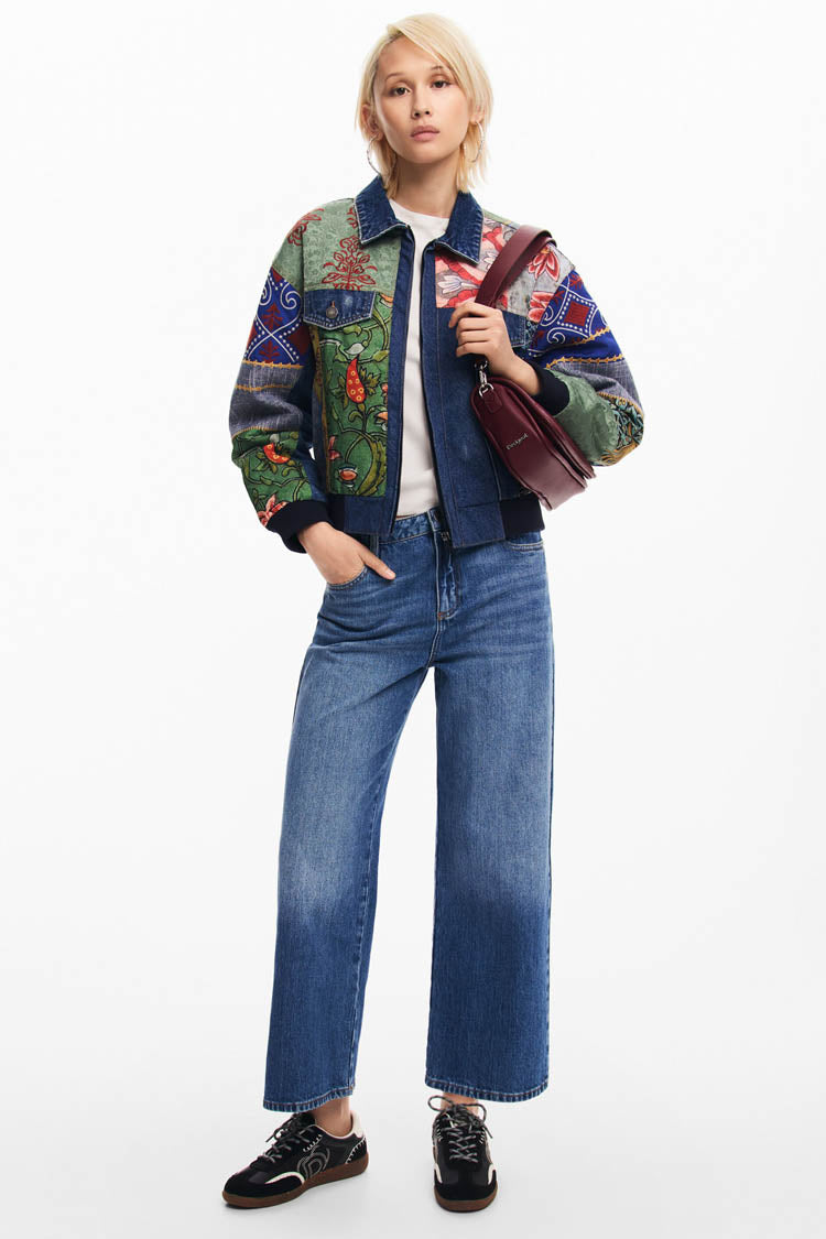 Patchwork Denim Jacket in Amsterdam Print