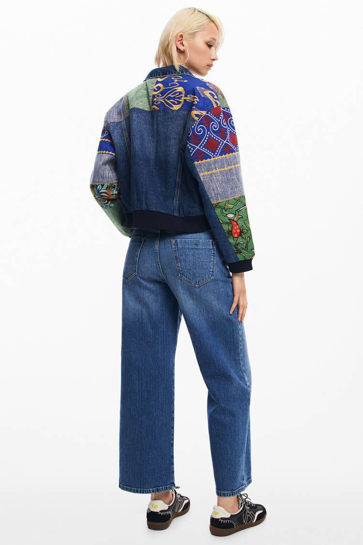 Patchwork Denim Jacket in Amsterdam Print