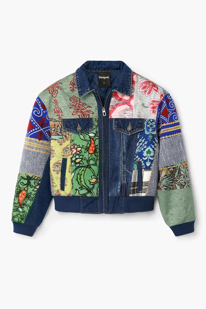 Patchwork Denim Jacket in Amsterdam Print