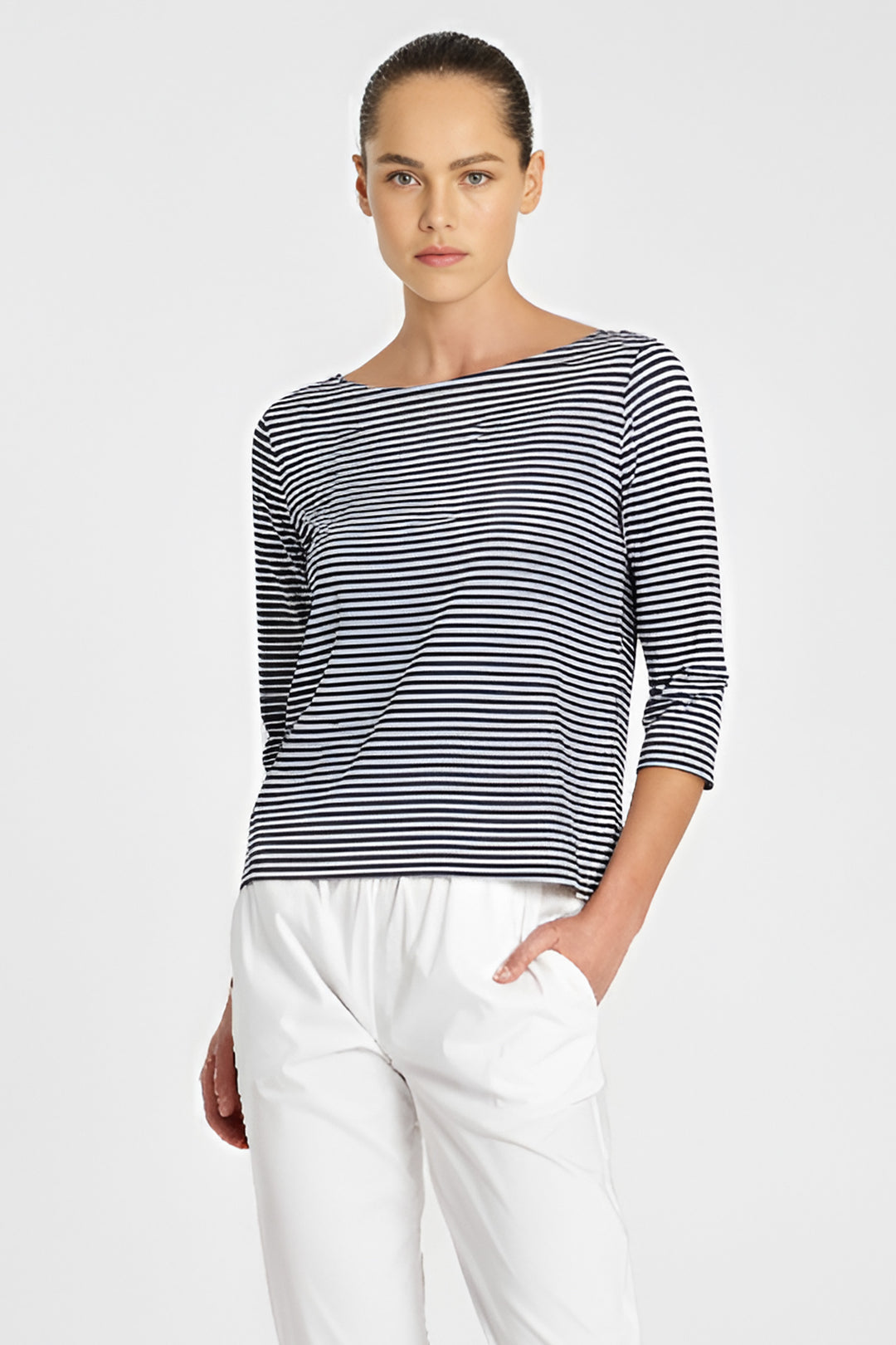 Relaxed Boat Neck in Maine Yacht Stripe