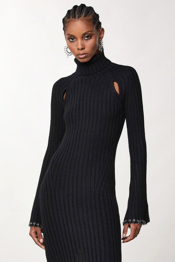 Ribbed Cut-out Knit Dress