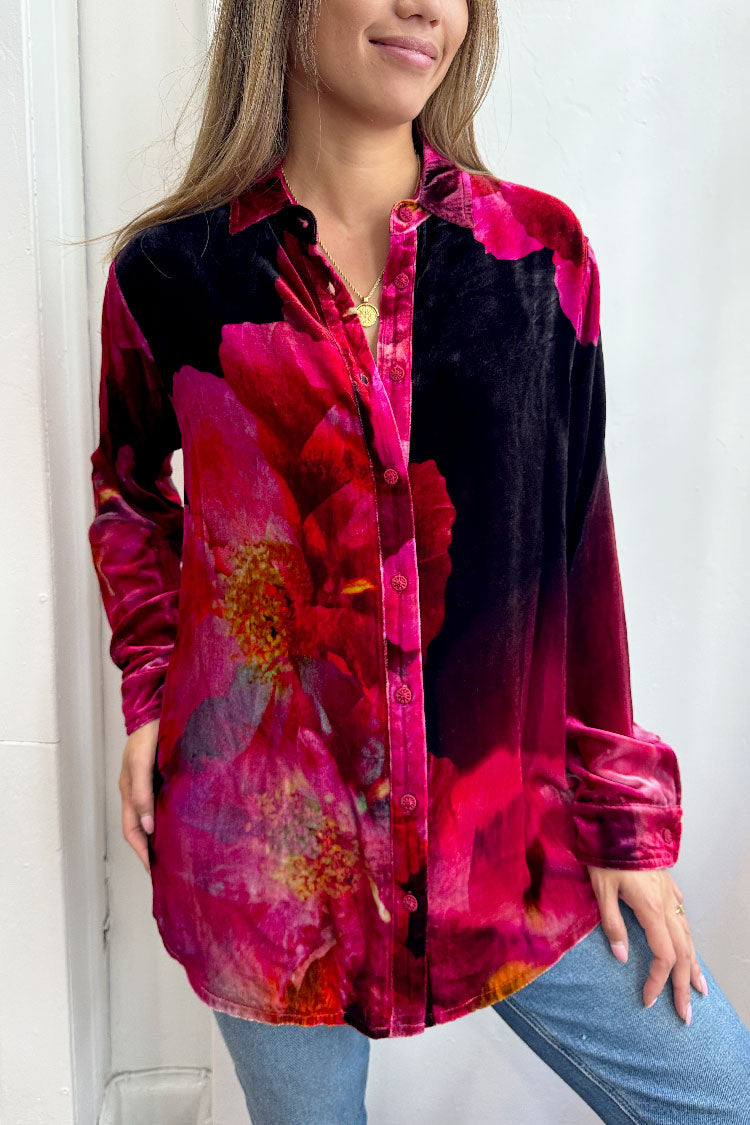 Ruby Bloom Velvet Oversized Shirt