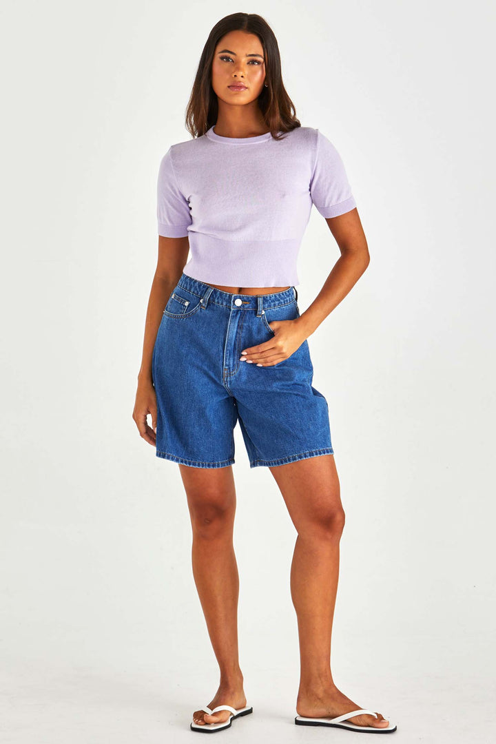 Sabine Denim Shorts in Mid Blue Wash