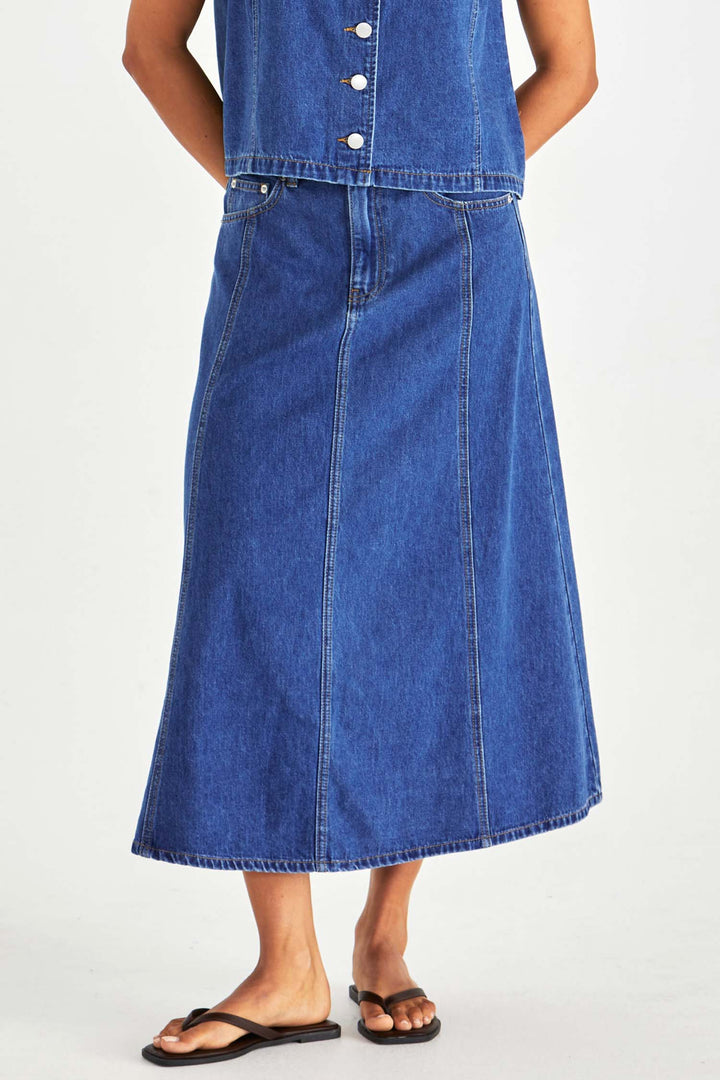 Sabine Denim Skirt in Mid Wash Blue