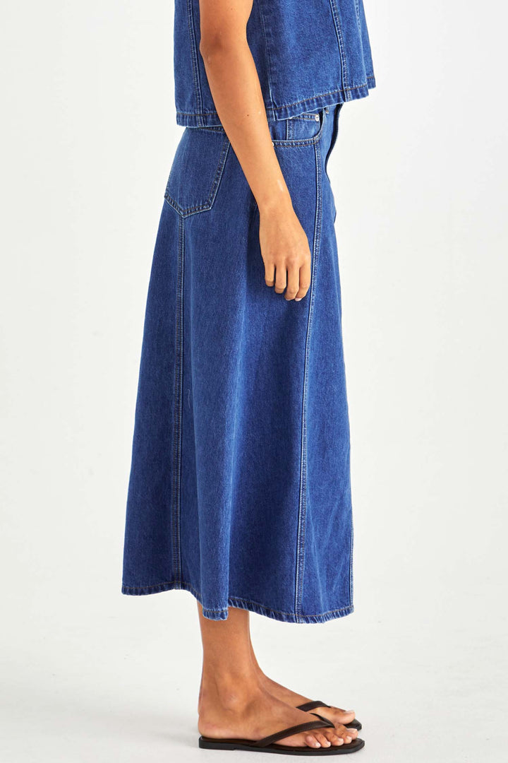 Sabine Denim Skirt in Mid Wash Blue