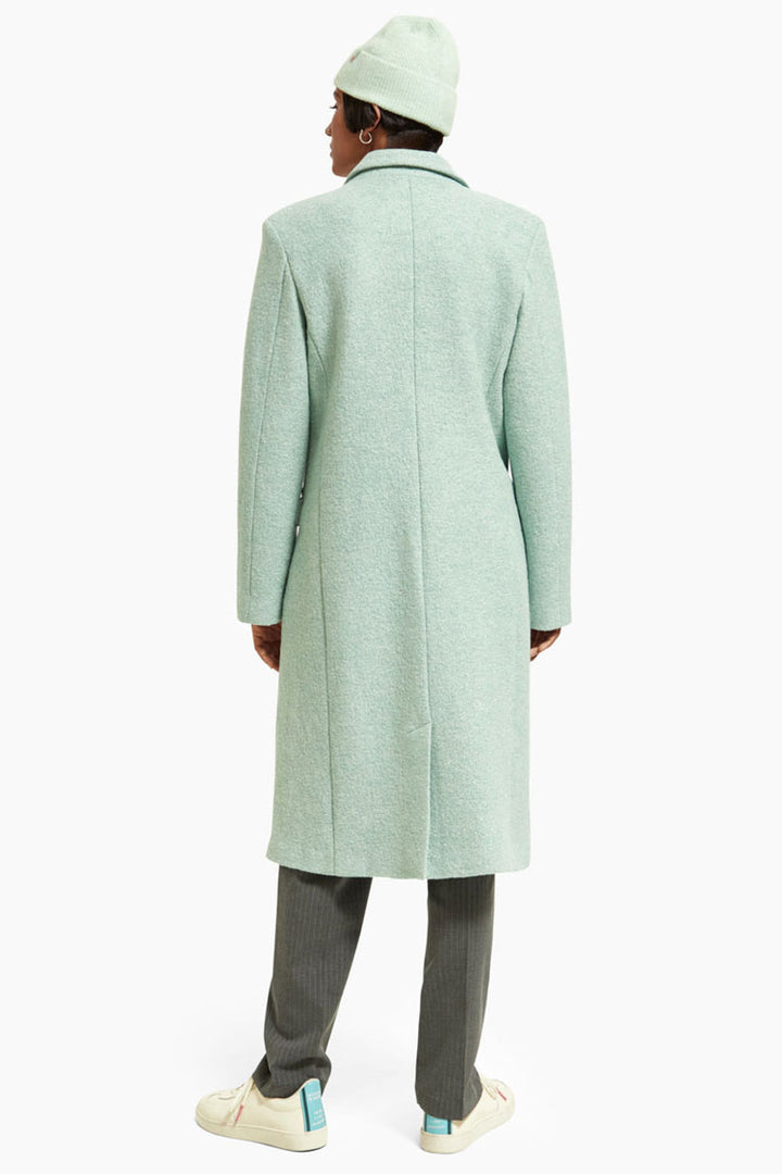 Single Breasted Boucle Coat in Light Mint