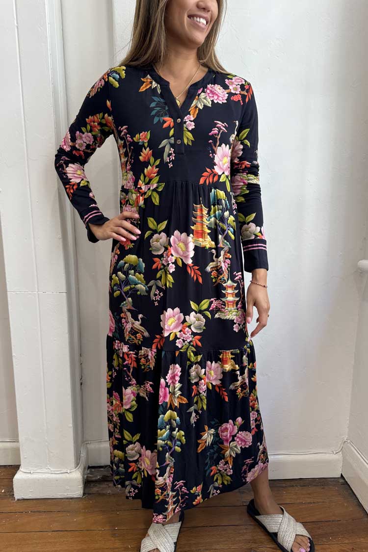 Soundbath Janie Fav LS Tiered Henley Dress