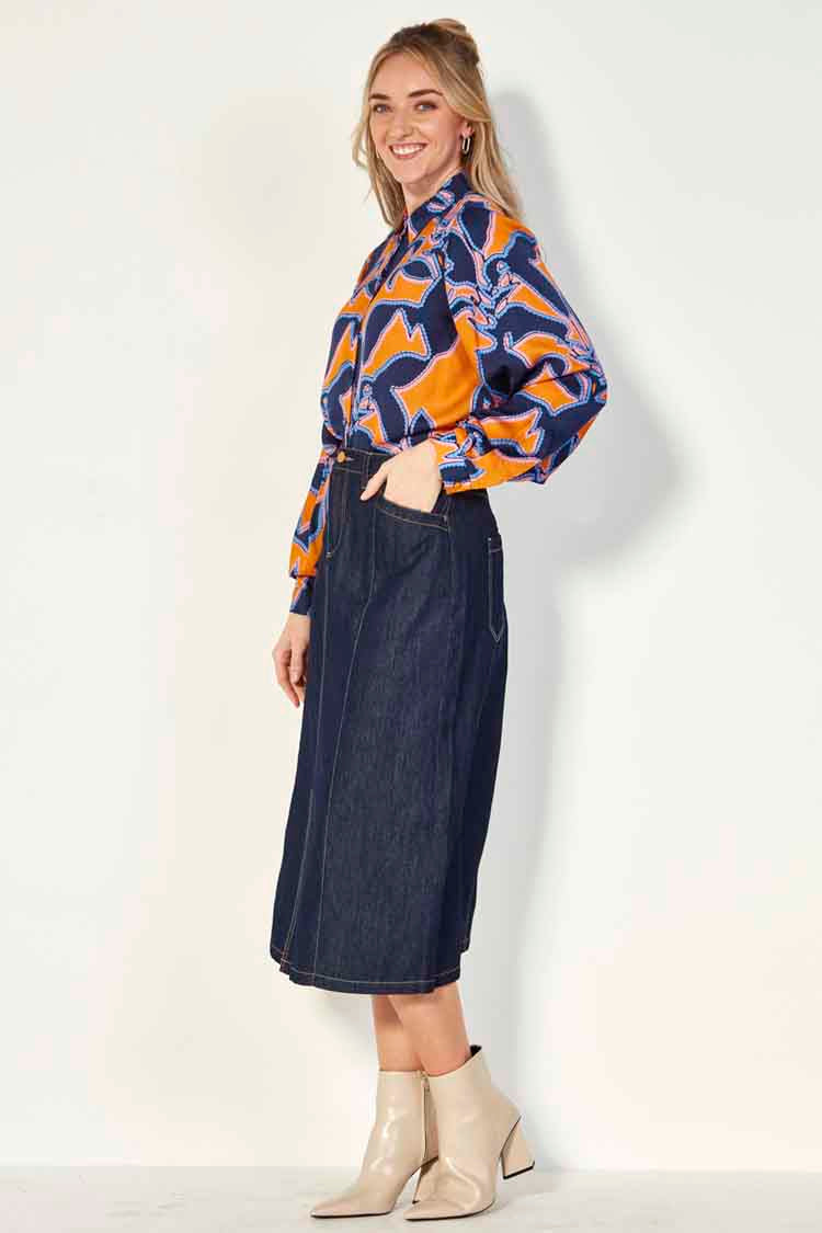 Stevie Skirt in Dark Denim | FINAL SALE