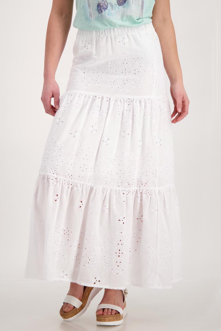 Tiered Lace Maxi Skirt in White FINAL SALE - Main Image