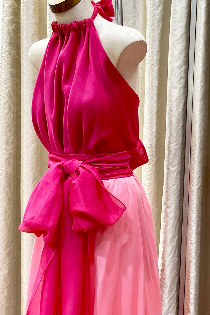 Harlow Two-Tone Gown in Cerise / Pink | Chiffon