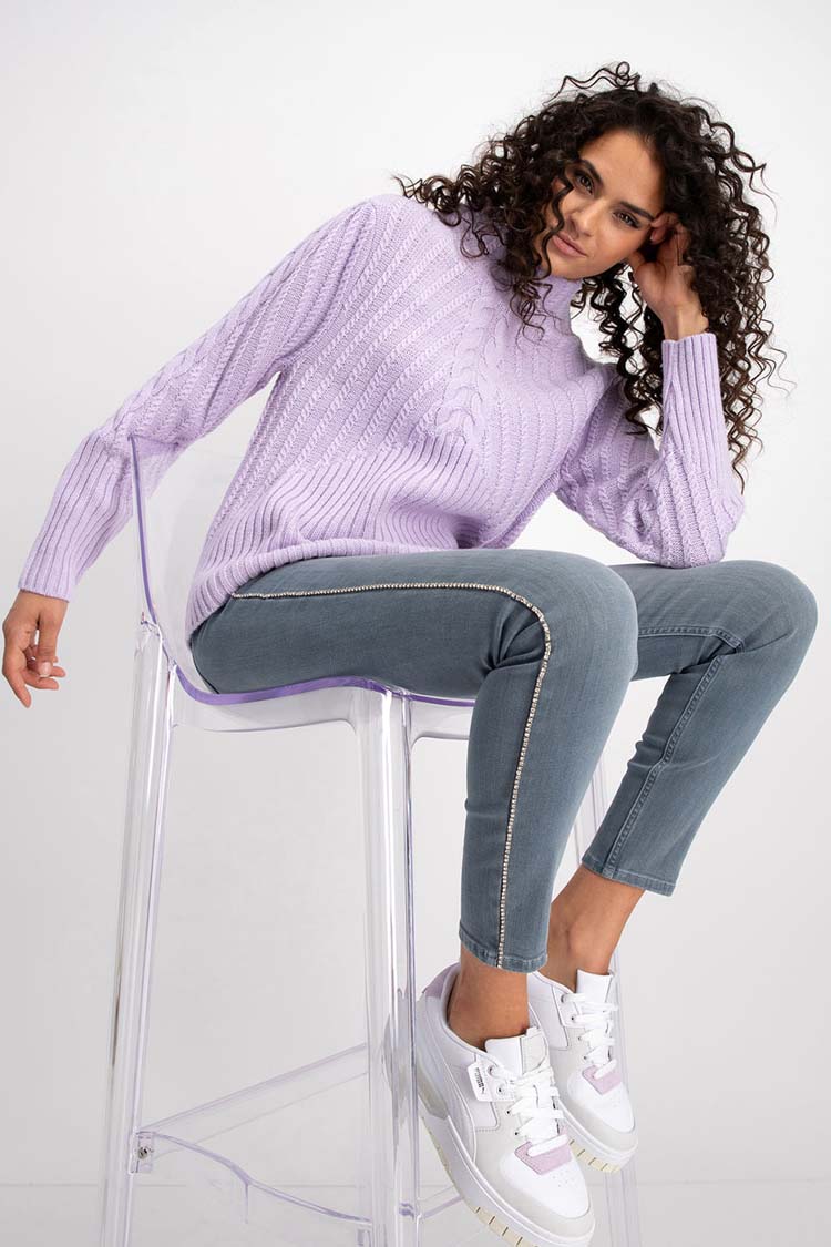 Used Look Jeans w Diamond Stripes | FINAL SALE