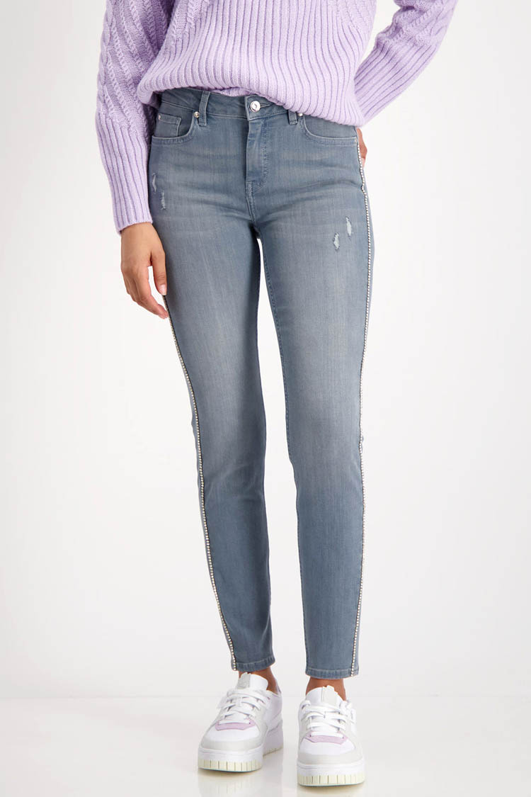 Used Look Jeans w Diamond Stripes | FINAL SALE