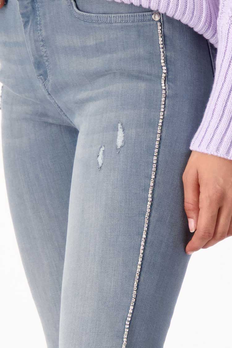 Used Look Jeans w Diamond Stripes | FINAL SALE