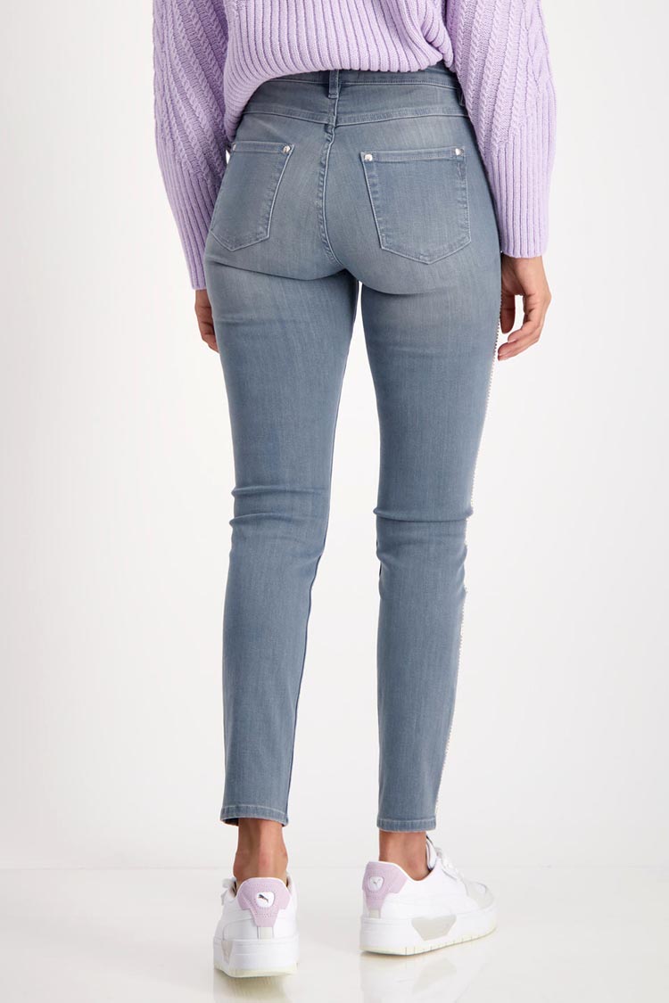 Used Look Jeans w Diamond Stripes | FINAL SALE
