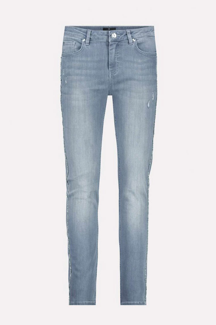 Used Look Jeans w Diamond Stripes | FINAL SALE