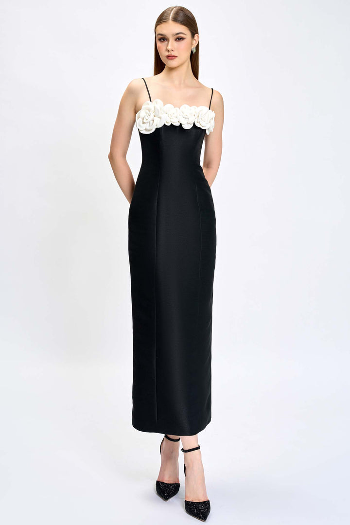 Wynter Floral Midaxi Dress in Black White