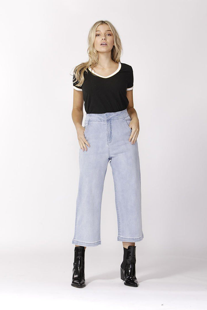 Highwaist Crop Jean in Indigo Bottoms SASS
